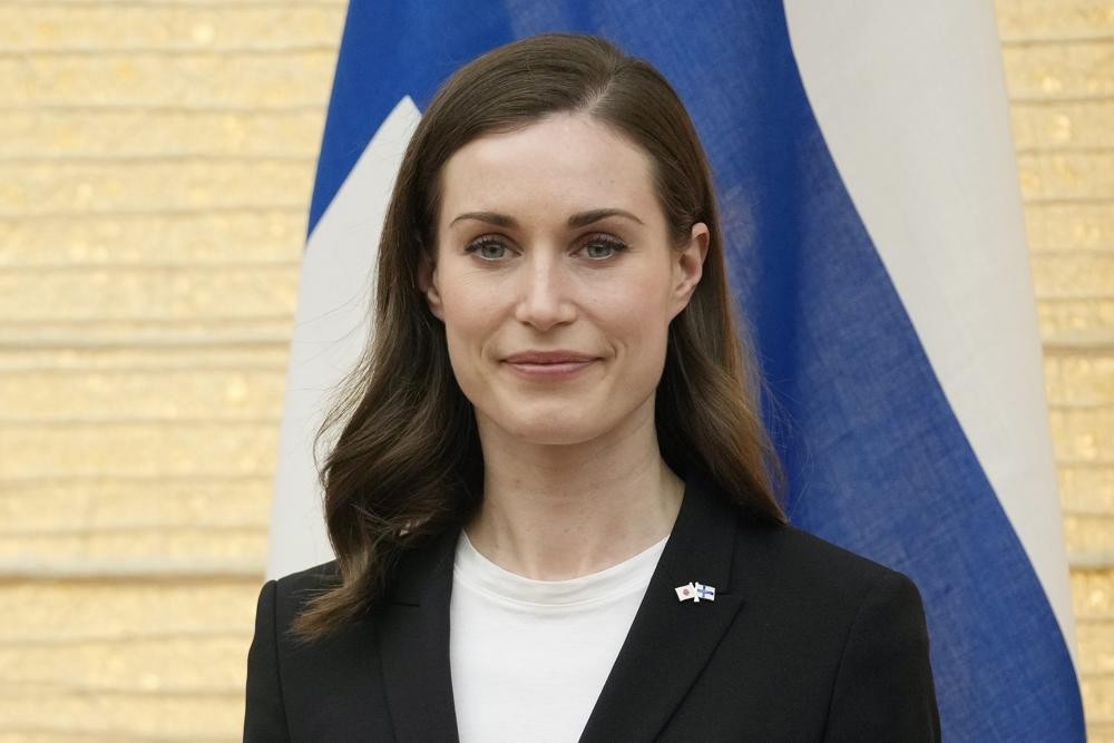Finland's Prime Minister Sanna Marin attends a signing ceremony at Japan's Prime Minister Fumio Kishida official residence in Tokyo, Wednesday, May 11, 2022. (Franck Robichon/Pool Photo via AP)